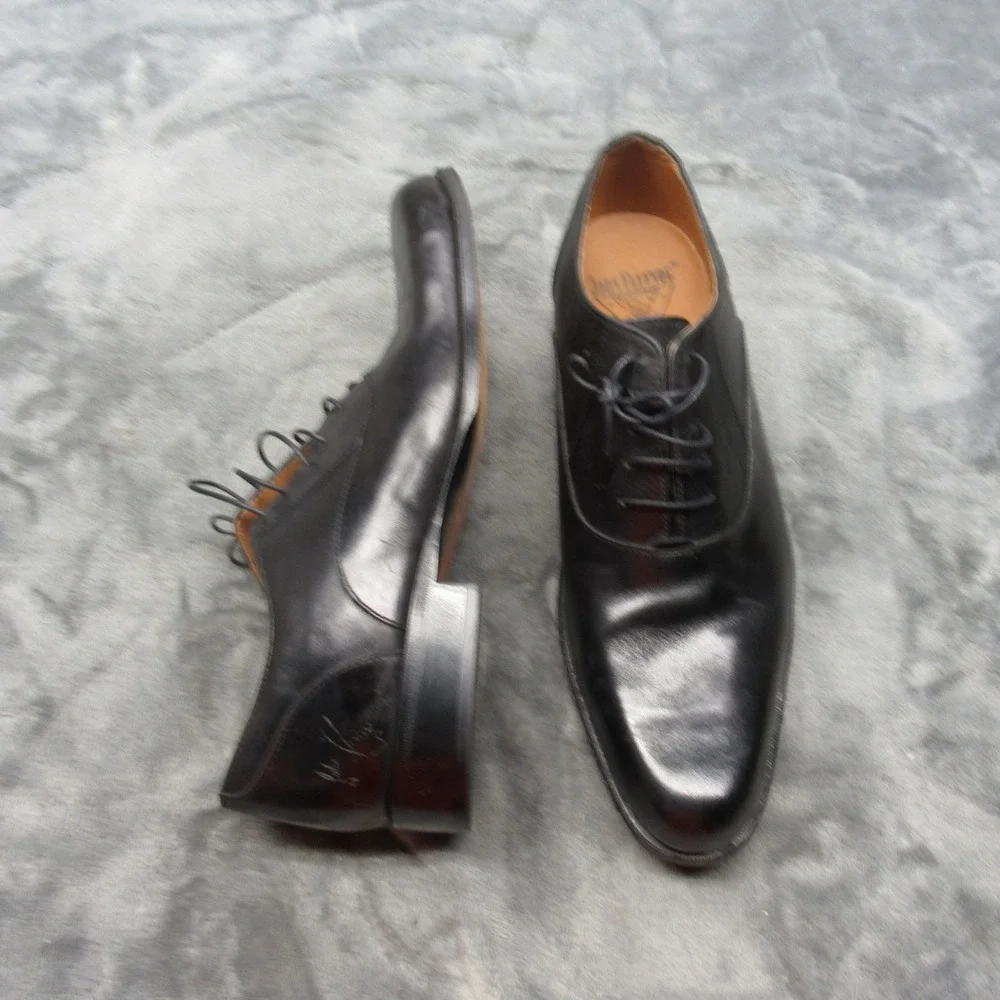 John Fluevog Shoes Men 8.5 Black Leather Oxford Dress Shoes Twin Turbine Formal